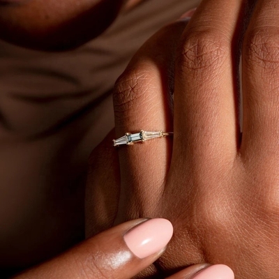 Feine Schmuckstücke Drei Steine Diamantringe für Frauen in 14K 18K Goldplattiert