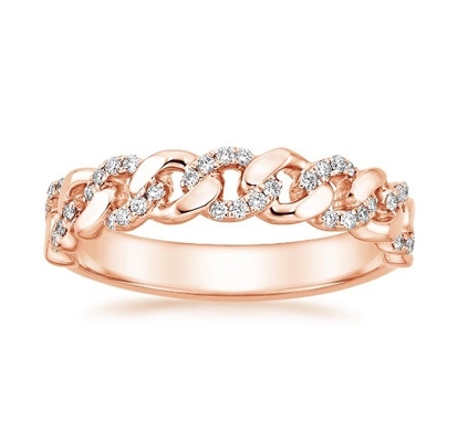 Micron Pave CZ 18K Goldplattierte Stapelkettenverbindung 925 Sterling Silber Frauenringe