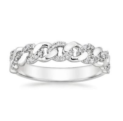 Micron Pave CZ 18K Goldplattierte Stapelkettenverbindung 925 Sterling Silber Frauenringe