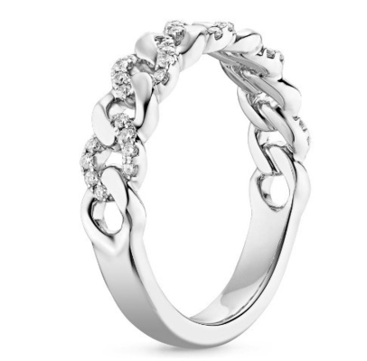 Micron Pave CZ 18K Goldplattierte Stapelkettenverbindung 925 Sterling Silber Frauenringe