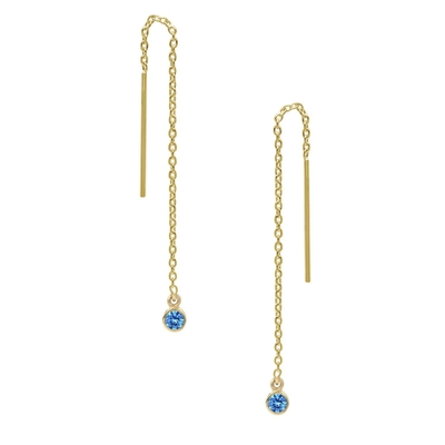 925 Sterling Silber Einfach 18K vergoldete Frauen-Bezel Drop Chain Threader Ohrringe