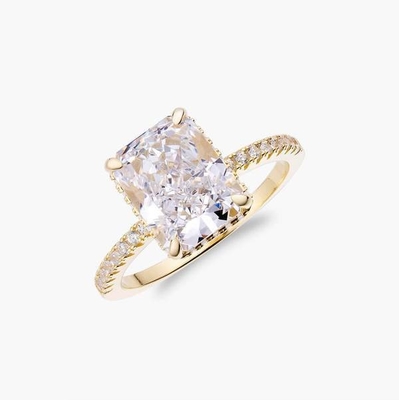 Silberplattierte Baguette Blauer Diamant 5A Eisschnitt CZ Verlobungsring für Frauen 925 Sterling Silber