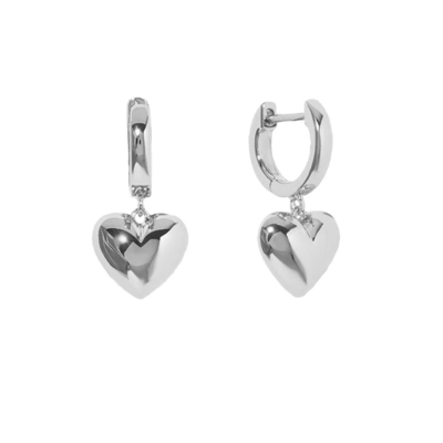 Luxus-Herz-Dangle-Goldplattierte Hoop-Ohrringe Sterling Silber 925 Schmuck für Frauen