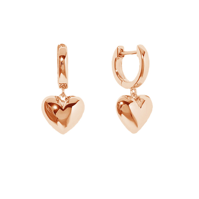 Luxus-Herz-Dangle-Goldplattierte Hoop-Ohrringe Sterling Silber 925 Schmuck für Frauen