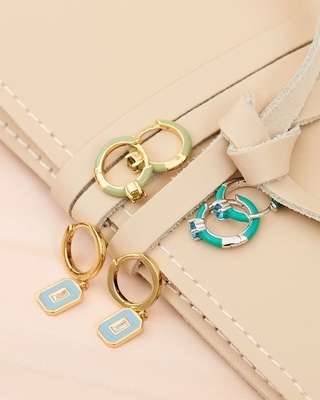 Neon Turquoise Enamel Micro Pave CZ Candy Farbenfrohe Mädchen Frauen Ohrringe Umweltfreundlich