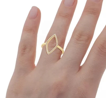 Verlobung Weiß CZ Rhombus Erklärung Ring Gold 925 Sterling Silber Schmuck für Frauen