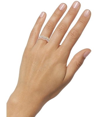 3 Stück Pave Ring Set Rhodium Plattiert Welle Ring Sterling Silber