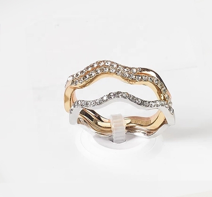 3 Stück Pave Ring Set Rhodium Plattiert Welle Ring Sterling Silber