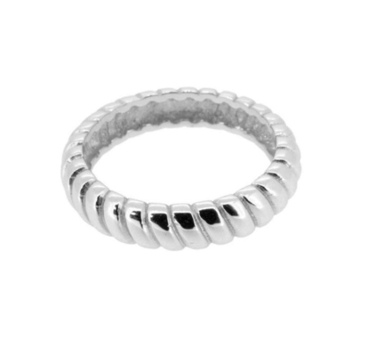 Breite 6mm Silber Twist Verlobungsring 18K Gold Rhodium Farbe Twist Silber Ring