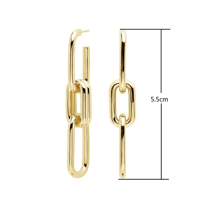 Goldplattierte Silber Customized Logo Long Chain Drop Ohrringe für Frauen