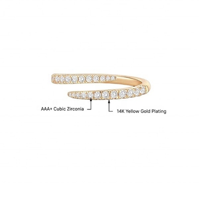 14K Goldplattiert Kubik Zirkonia Open Twist Ewigkeit Band Ring Eco Friendly