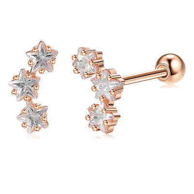 18K Goldplattiert 925 Sterling Silberstern Kubik Zirkonia Stud Ohrringe für Frauen Accessoires