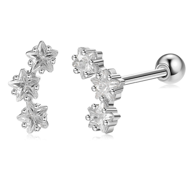18K Goldplattiert 925 Sterling Silberstern Kubik Zirkonia Stud Ohrringe für Frauen Accessoires
