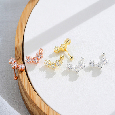 18K Goldplattiert 925 Sterling Silberstern Kubik Zirkonia Stud Ohrringe für Frauen Accessoires