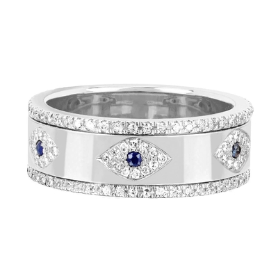 Blau Saphir Weiß CZ Augen Frauen Ewigkeit Band Messing Ewigkeit Ring für Frauen