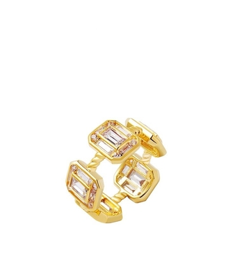 Smaragdweiß CZ Frauen Ewigkeit Band Baguette 18K Gold 925 Sterling Silber Ringe