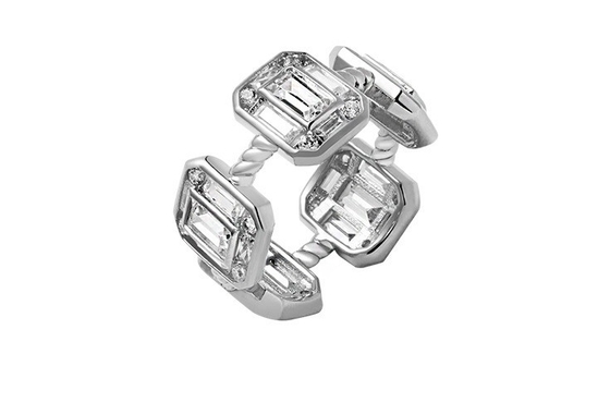Smaragdweiß CZ Frauen Ewigkeit Band Baguette 18K Gold 925 Sterling Silber Ringe