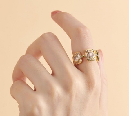 Smaragdweiß CZ Frauen Ewigkeit Band Baguette 18K Gold 925 Sterling Silber Ringe