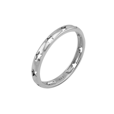 Trendy Style Star Hollow Eternity Band Ringe in 925 Silber Schmuck mit 18K Goldplattierung