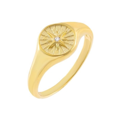 Customisierte Sterling Silber Signet Ring Frauen 18K Gold Damen Signet Ringe
