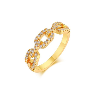 925 Sterling Silber Curb Link Chain Ring 18K Frauen Kubik Zirkonia Ringe