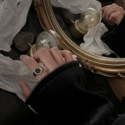 14K-Goldplattierte schwarze Achatmanschettenringe in 925 Silber für stilbewusste Personen
