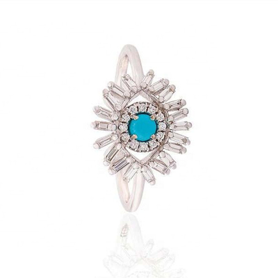 925 Sterling Silber Türkis Böses Auge Ewigkeit Band Ring für Unisex handgefertigten Schmuck