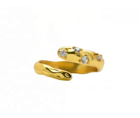 Größe 4-10 CZ Steinring 18K Gold offene Schlange 925 Sterling Silber Tierringe