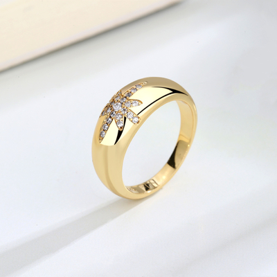 Unisex-Alibaba-Online-Shopping Goldplattierte Starburst Band Ringe in Sterling Silber 925