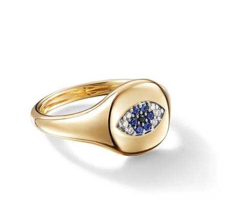 Brasilianische Kabel-Sammlerstücke Evil Eye Mini Pinkie Ring 18K Gold Weiß CZ 925 Silber