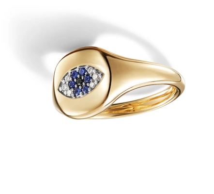 Brasilianische Kabel-Sammlerstücke Evil Eye Mini Pinkie Ring 18K Gold Weiß CZ 925 Silber