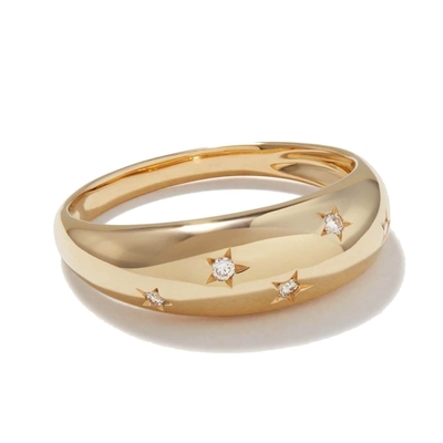 Eternity Band Ringe 18K Gold Brazilschen Schmuckstern 925 Sterling Silber Dome Damenring