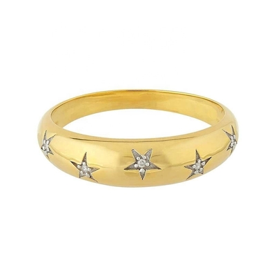Dainty Domed Rings 14k 18k Gold Chunky Star Set Diamant Band Ring für stilvolle Outfits
