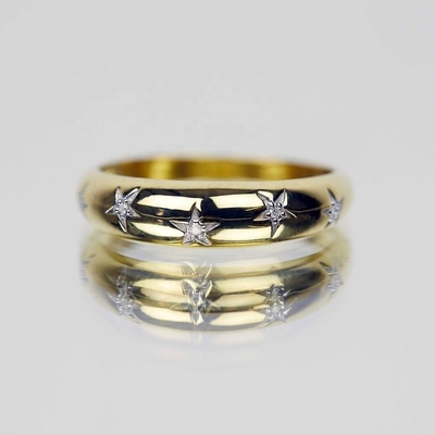 Dainty Domed Rings 14k 18k Gold Chunky Star Set Diamant Band Ring für stilvolle Outfits