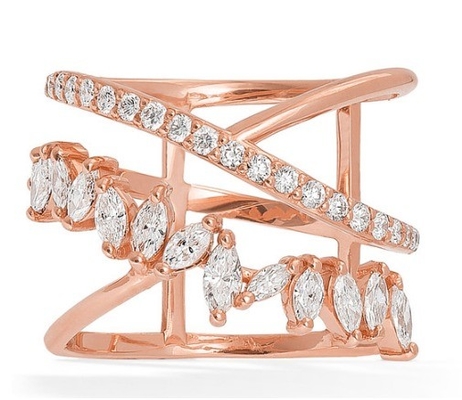 Parteierklärung Stück Sterling Silber Rhodium Plattiert Zig Zag Diamant Ring für Frauen