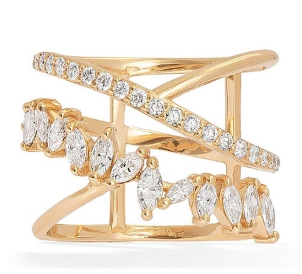 Parteierklärung Stück Sterling Silber Rhodium Plattiert Zig Zag Diamant Ring für Frauen