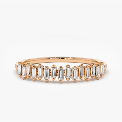 925 Sterling Silber CZ Diamant Baguette Damen Ewigkeit Ring mit Gelbgoldplattierung