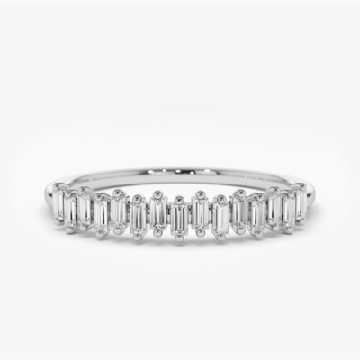 925 Sterling Silber CZ Diamant Baguette Damen Ewigkeit Ring mit Gelbgoldplattierung
