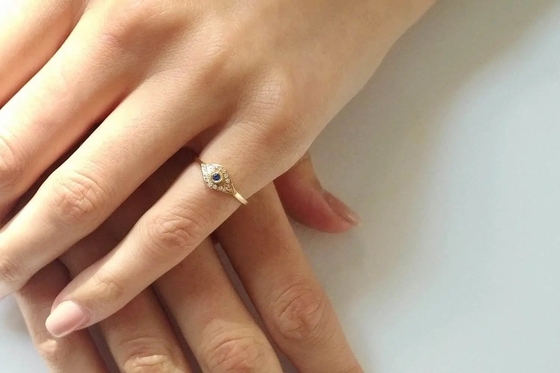 925 Sterling Silber Evil Eye Diamant Band Ring mit Silberplattierung Klassiker