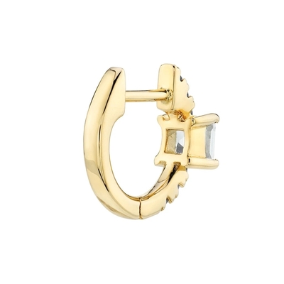 925 Sterling Silber Mini Gold beschichtet Baguette Hoop Huggie Ohrringe für Frauen Schmuck
