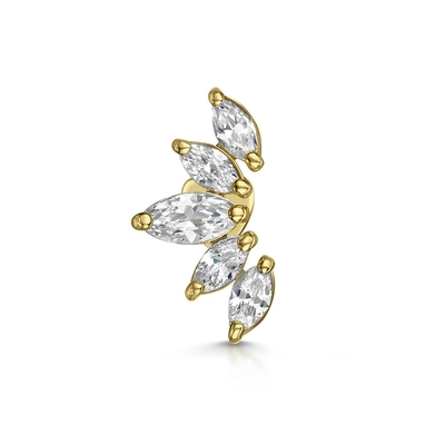 Plattierte Gold Rhodium Stud Ohrringe Weiß CZ für Frauen Alltagsbekleidung