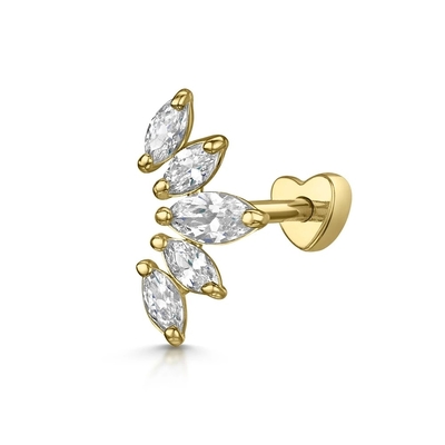 Plattierte Gold Rhodium Stud Ohrringe Weiß CZ für Frauen Alltagsbekleidung