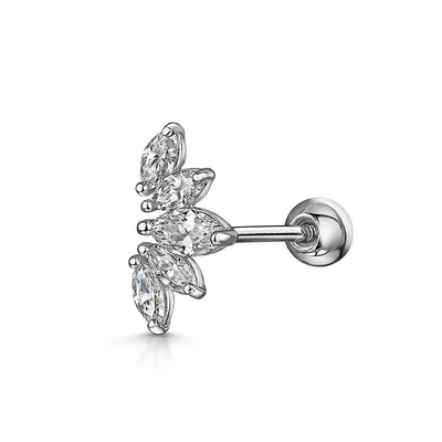 Plattierte Gold Rhodium Stud Ohrringe Weiß CZ für Frauen Alltagsbekleidung
