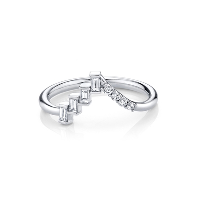 Angebot OEM Runde Diamanten und Baguetten Eklektisches Dreieck Silberring für Frauen