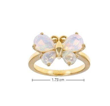 Feine Schmuckstücke Mehrfarbiger äthiopischer Opal Schmetterlingsring 18k Gelbgold über Sterling Silber