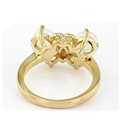 Feine Schmuckstücke Mehrfarbiger äthiopischer Opal Schmetterlingsring 18k Gelbgold über Sterling Silber