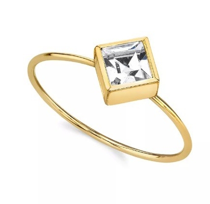 14K Gold-Dipped Cubic Zirkonia Kristall Ring OEM Strassring