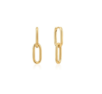 Hochzeitsgeschenk Einfache Silber-Kabel-Link-Stud-Ohrring 30mm Höhe Elegantes Design
