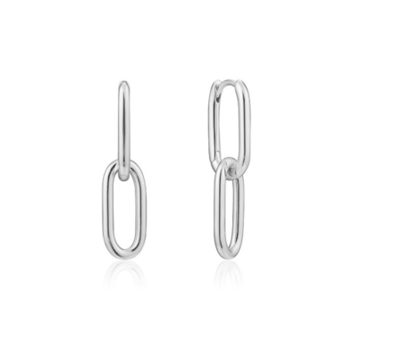 Hochzeitsgeschenk Einfache Silber-Kabel-Link-Stud-Ohrring 30mm Höhe Elegantes Design