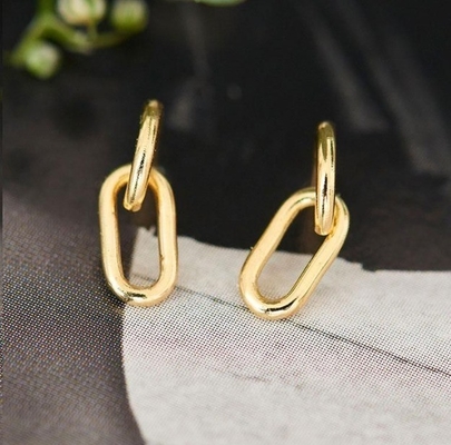 Hochzeitsgeschenk Einfache Silber-Kabel-Link-Stud-Ohrring 30mm Höhe Elegantes Design